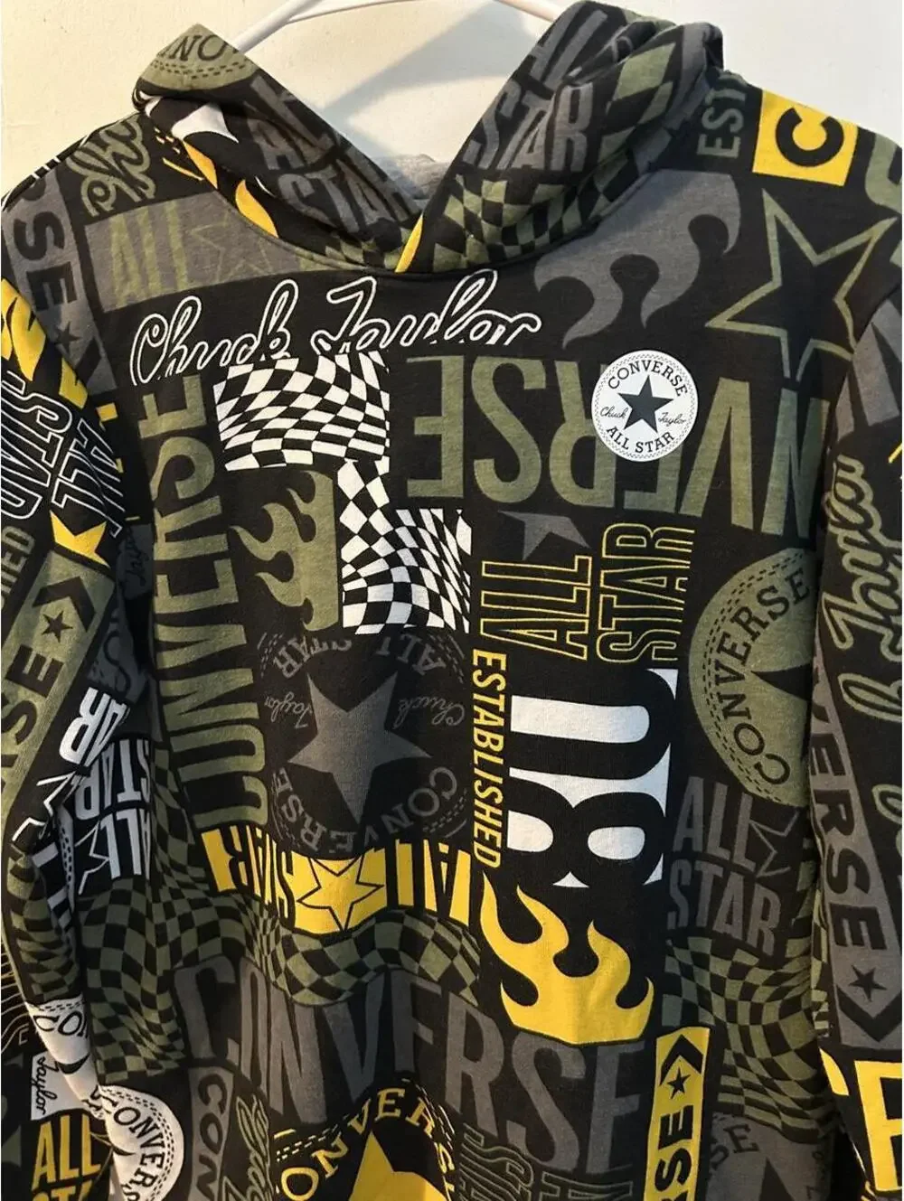 Converse Kids' XL Hoodie with All-Over Chuck Taylor and All Star Logo Print, New